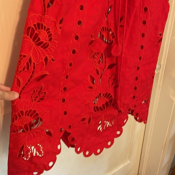 New Farm Rio Porcelain Garden Red Linen Midi Dress size Small - Picture 7 of 17